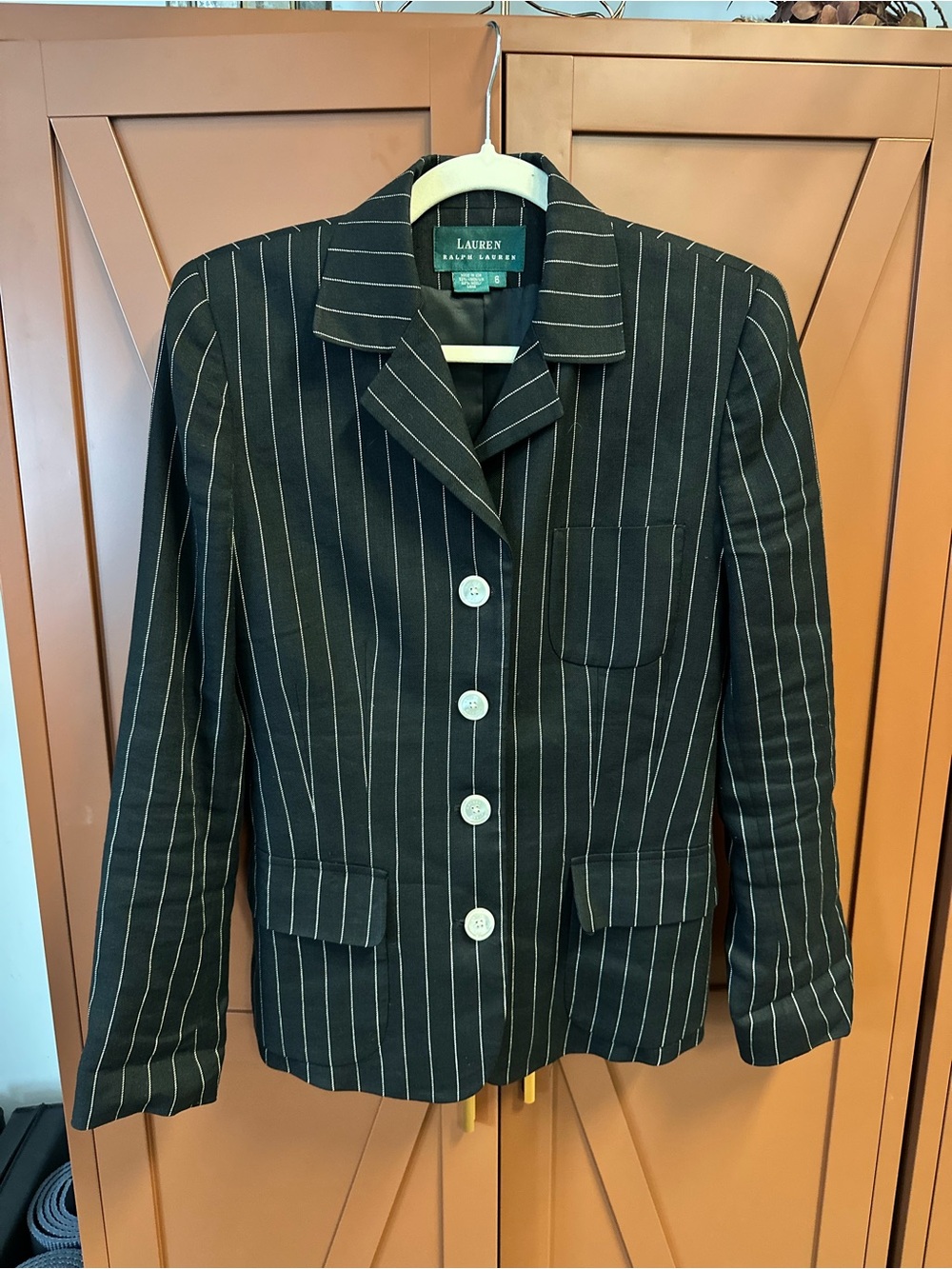 Lauren Ralph Lauren Black Pinstripe Blazer Jacket